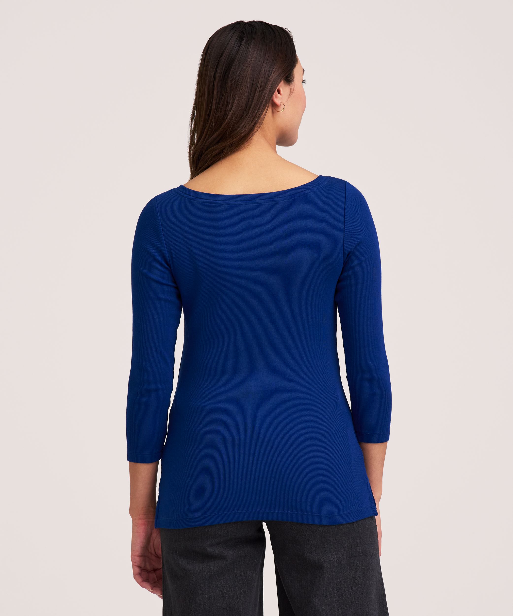 Denver Hayes Women's 3/4 Sleeve Slim Fit Boatneck Shirt