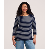 Chandail de coupe cintrée à encolure bateau et à manches 3/4 pour femmes, Denver Hayes