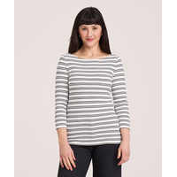 Chandail de coupe cintrée à encolure bateau et à manches 3/4 pour femmes, Denver Hayes