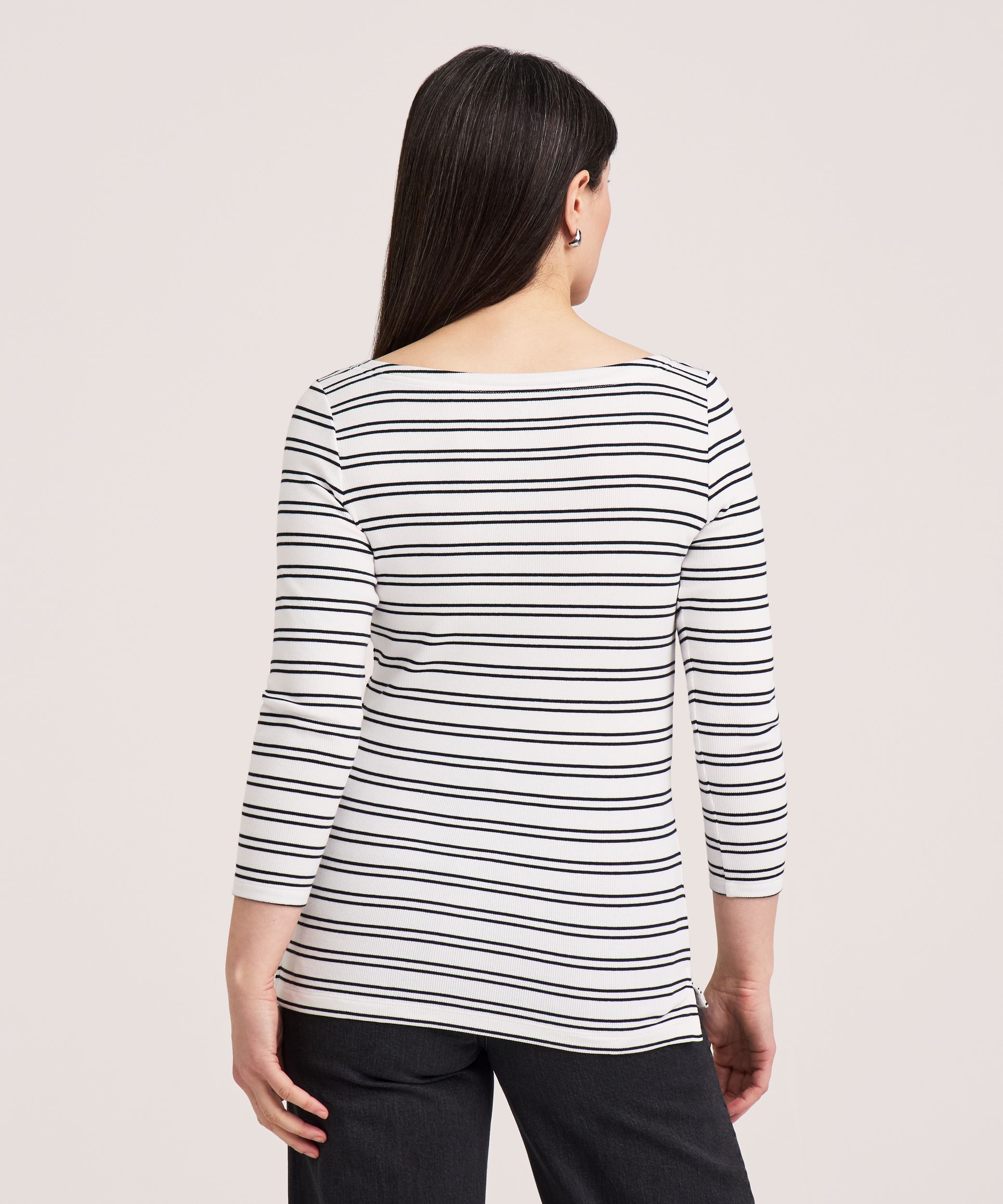 Chandail de coupe cintrée à encolure bateau et à manches 3/4 pour femmes, Denver Hayes