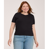 Denver Hayes Women's Short Sleeve Crew Rib T-Shirt Front_Flat