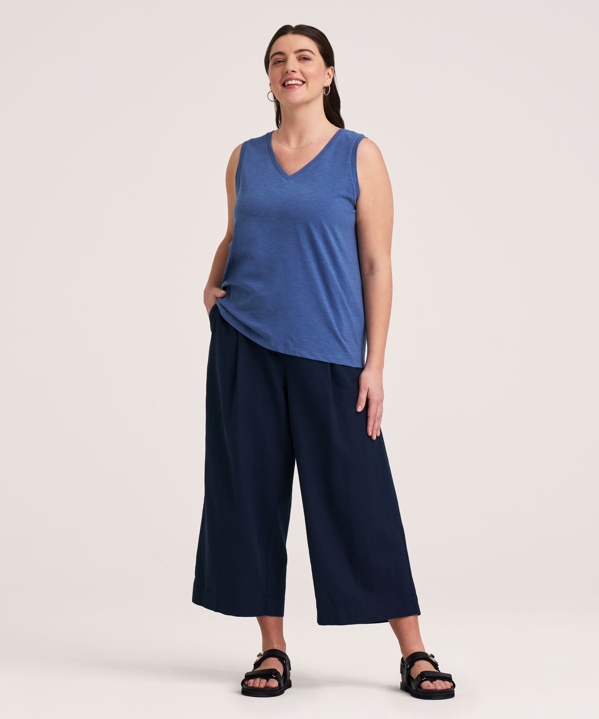 Denver Hayes Women's V-Neck Cotton Slub Tank Top