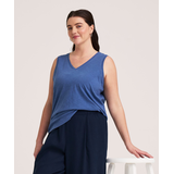 Denver Hayes Women's V-Neck Cotton Slub Tank Top Front_Flat