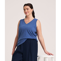 Débardeur en coton flammé à encolure en V pour femmes, Denver Hayes Front_Flat