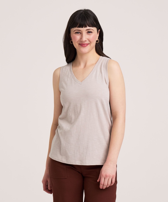 Débardeur en coton flammé à encolure en V pour femmes, Denver Hayes