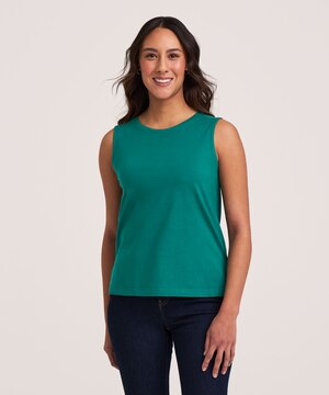 Débardeur en coton Supima semi-ajusté à encolure ras du cou pour femmes, Denver Hayes