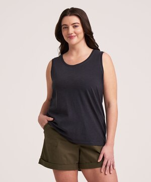 Débardeur en coton flammé à encolure ras du cou pour femmes, Denver Hayes