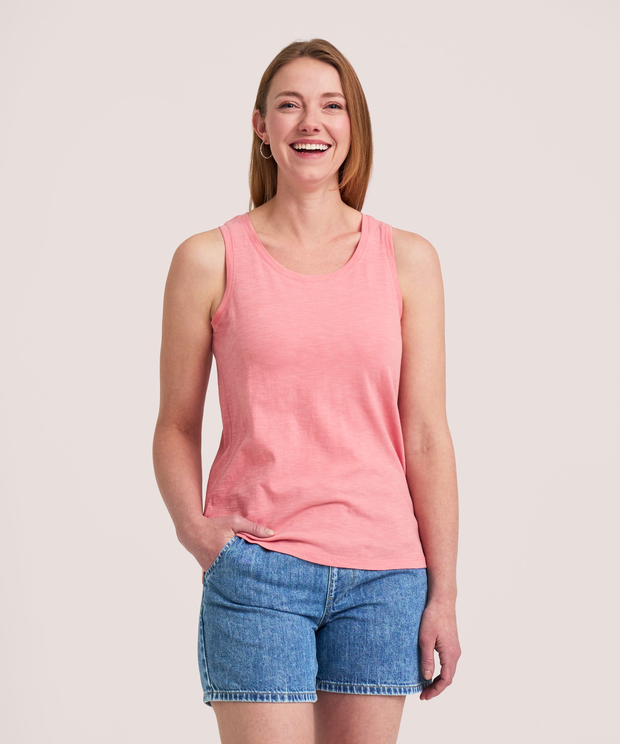 Denver Hayes Women's Crew Neck Cotton Slub Tank Top