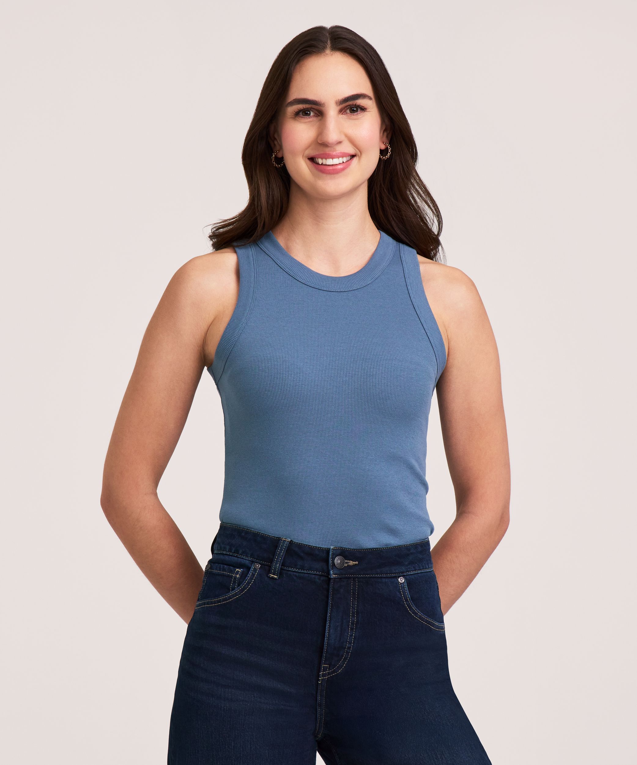 Denver Hayes Women's Semi-Fitted High Neck Rib Tank