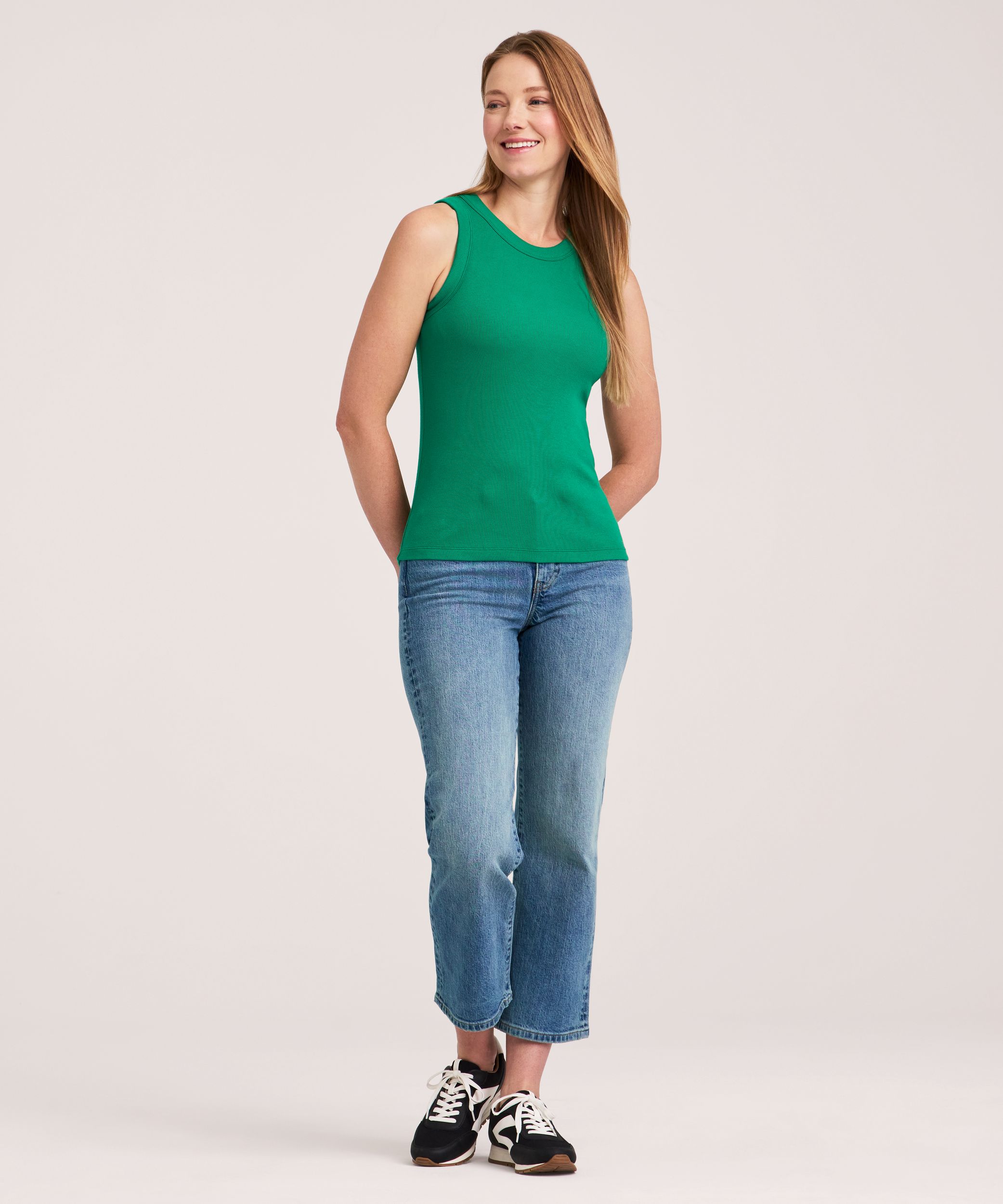 Denver Hayes Women's Semi-Fitted High Neck Rib Tank
