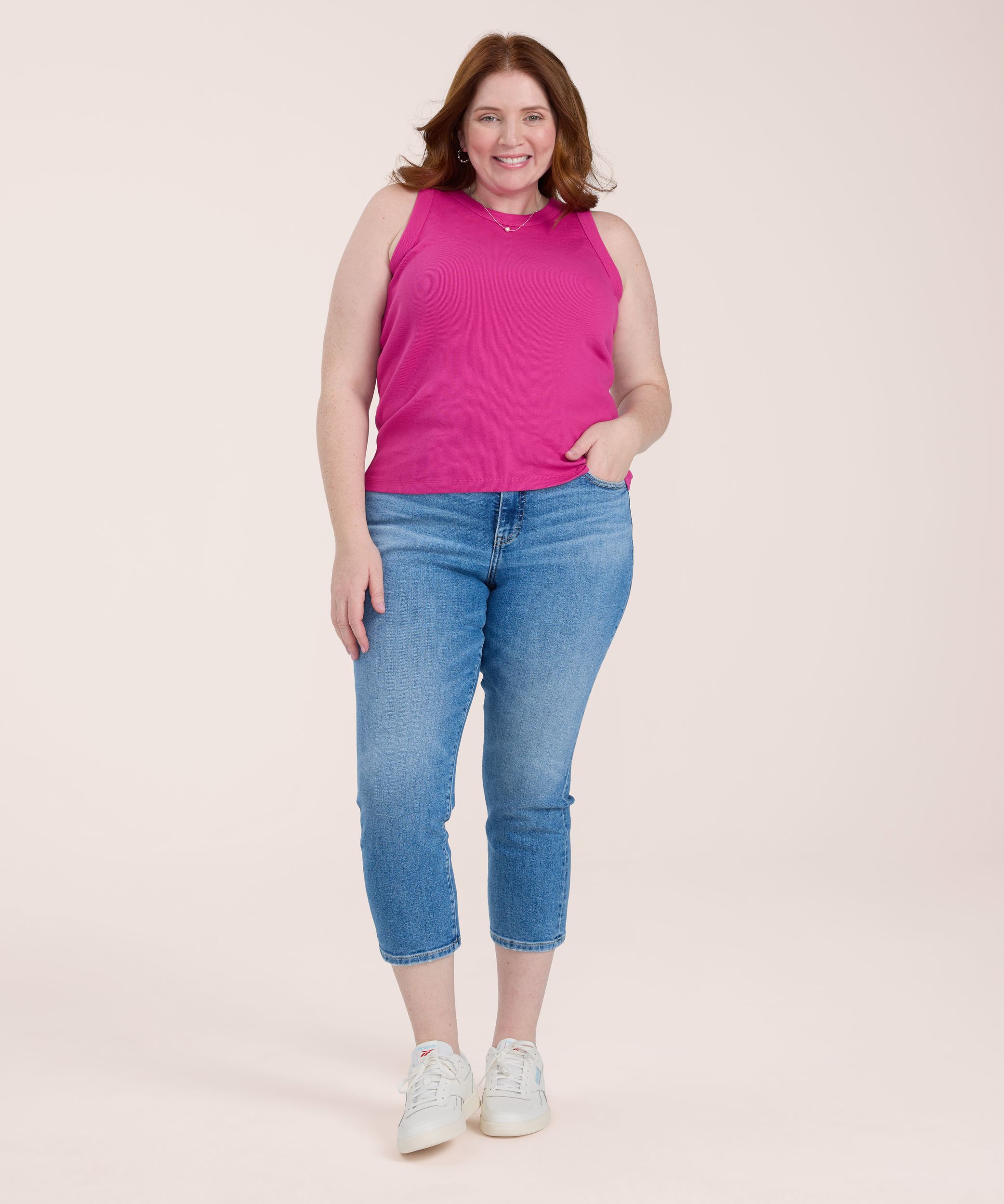 Débardeur semi-ajusté en tricot côtelé et à col montant pour femmes, Denver Hayes