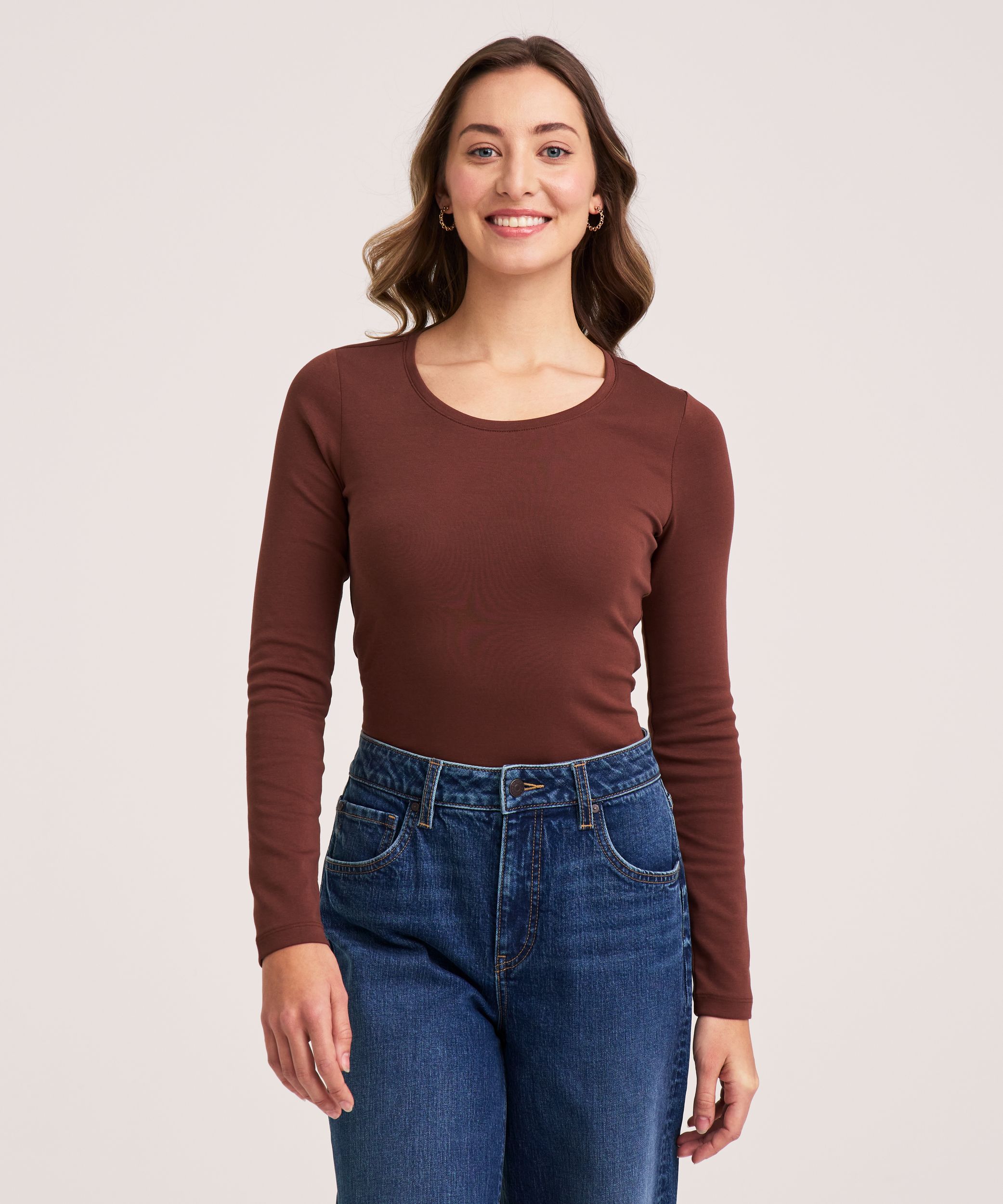Denver Hayes Women's Long Sleeve Slim Fit Crew Neck T-Shirt
