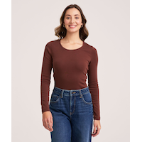 Denver Hayes Women's Long Sleeve Slim Fit Crew Neck T-Shirt