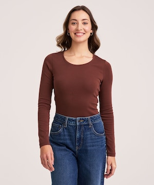 Denver HayesWomen's Long Sleeve Slim Fit Crew Neck T-Shirt