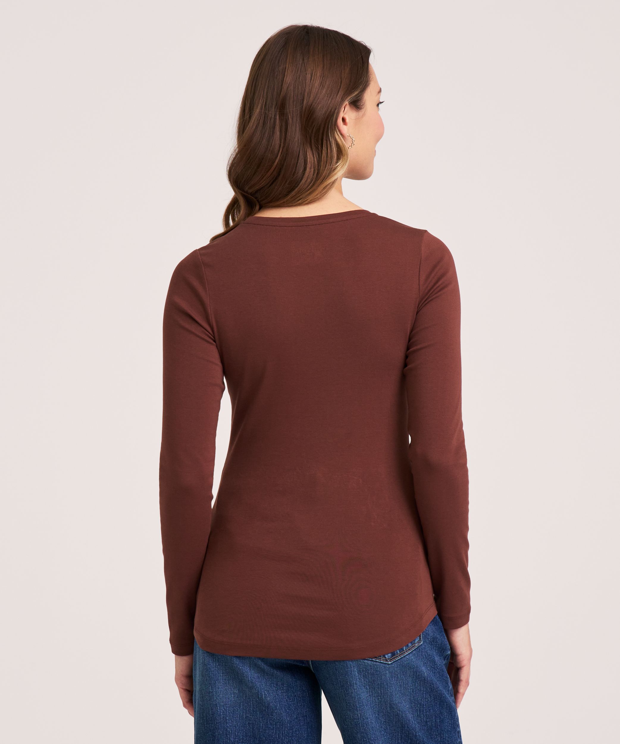 Denver Hayes Women's Long Sleeve Slim Fit Crew Neck T-Shirt