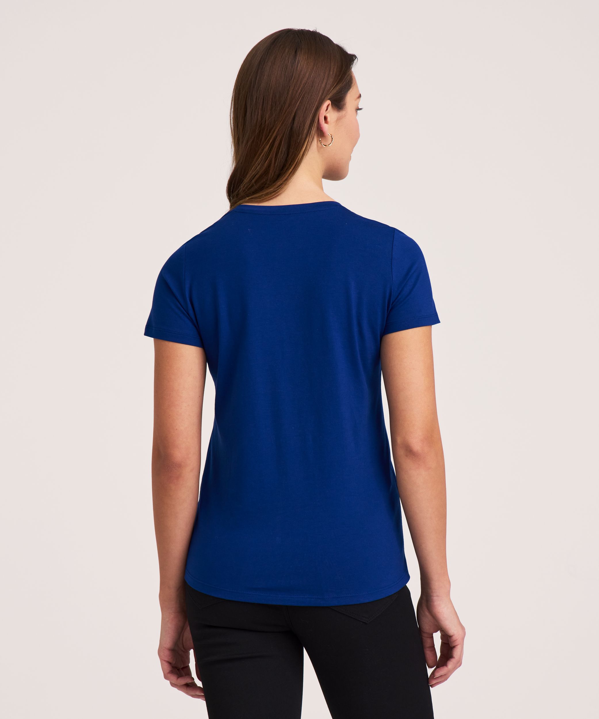 Denver Hayes Women's Short Sleeve Semi Fitted Supima V-Neck Cotton T-Shirt