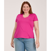 Denver Hayes Women's Short Sleeve Semi Fitted Supima V-Neck Cotton T-Shirt