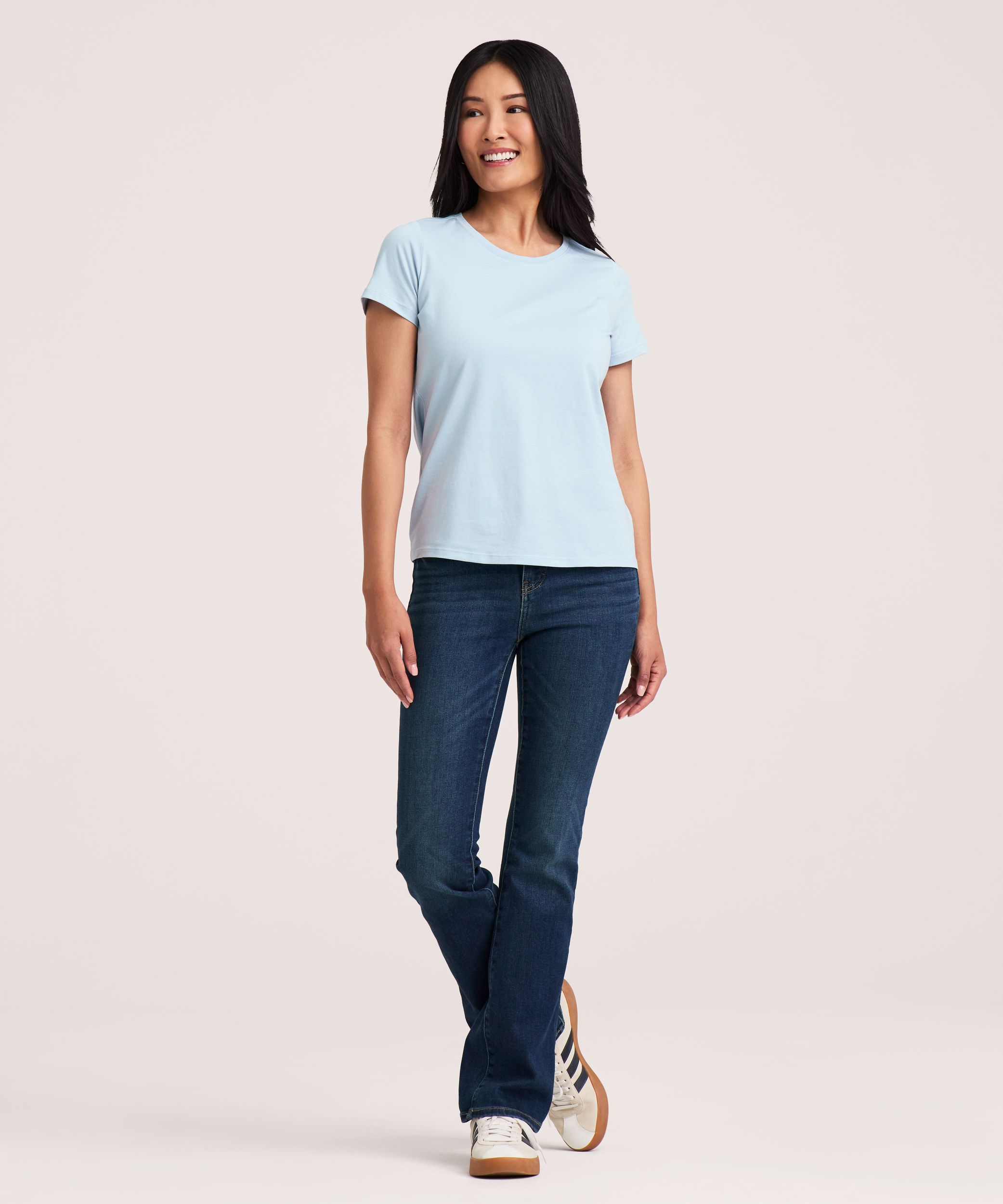 Denver Hayes Women's Short Sleeve Semi Fitted Round Neck Supima Cotton T-Shirt