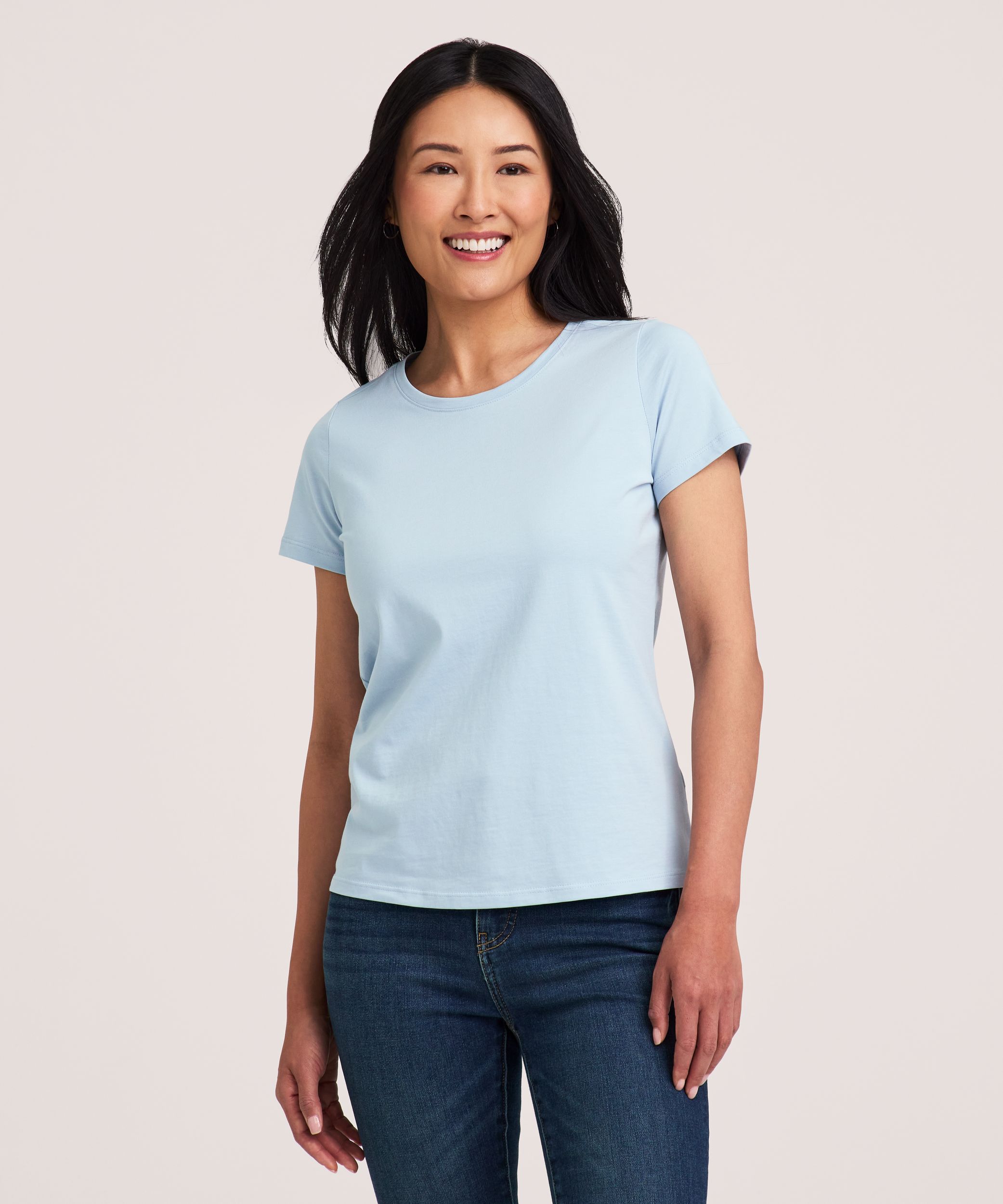 Denver Hayes Women's Short Sleeve Semi Fitted Round Neck Supima Cotton T-Shirt