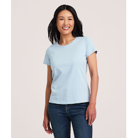 T-shirt semi-ajusté en coton Supima à col arrondi et à manches courtes pour femmes, Denver Hayes