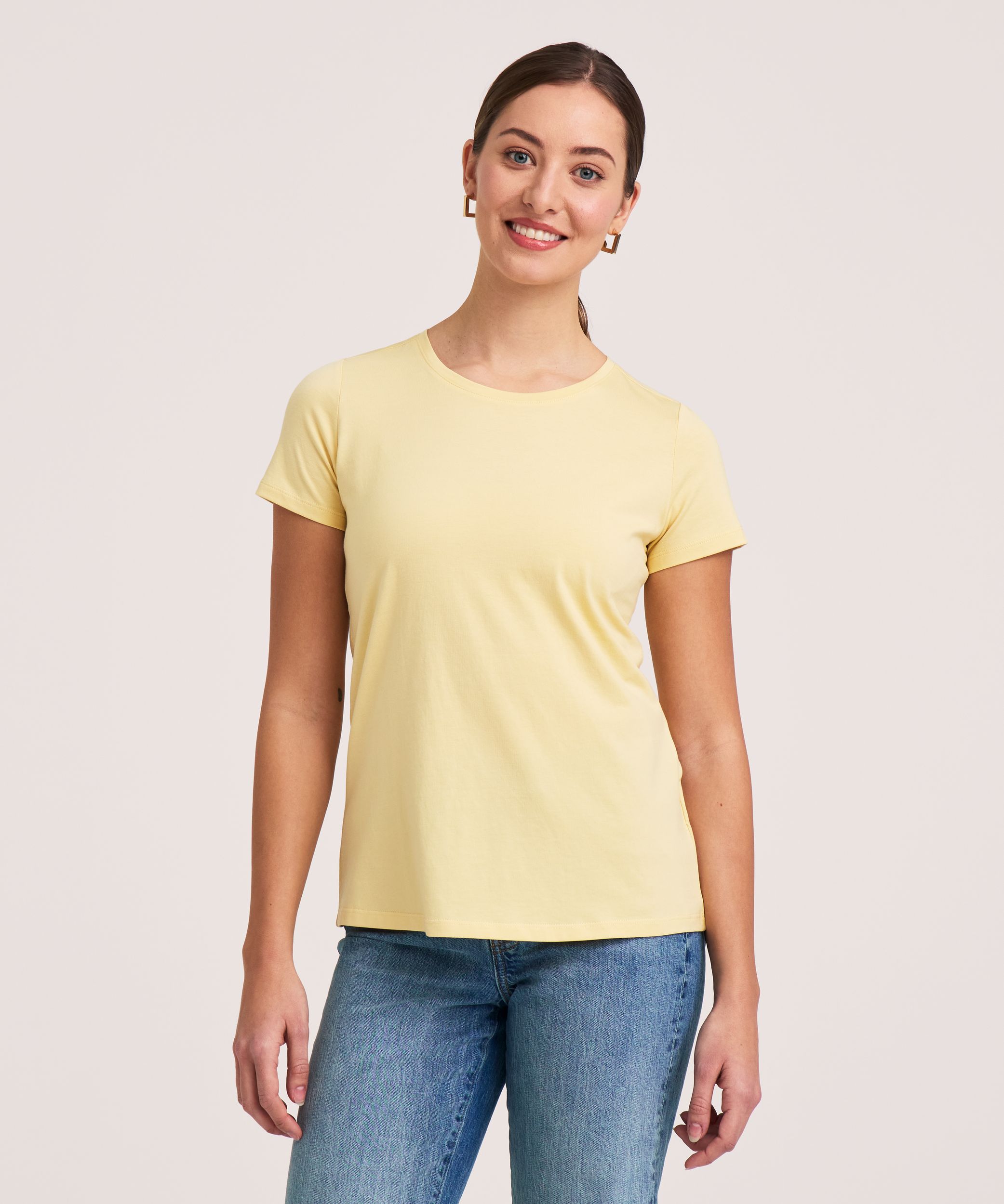 Denver Hayes Women's Short Sleeve Semi Fitted Round Neck Supima Cotton T-Shirt