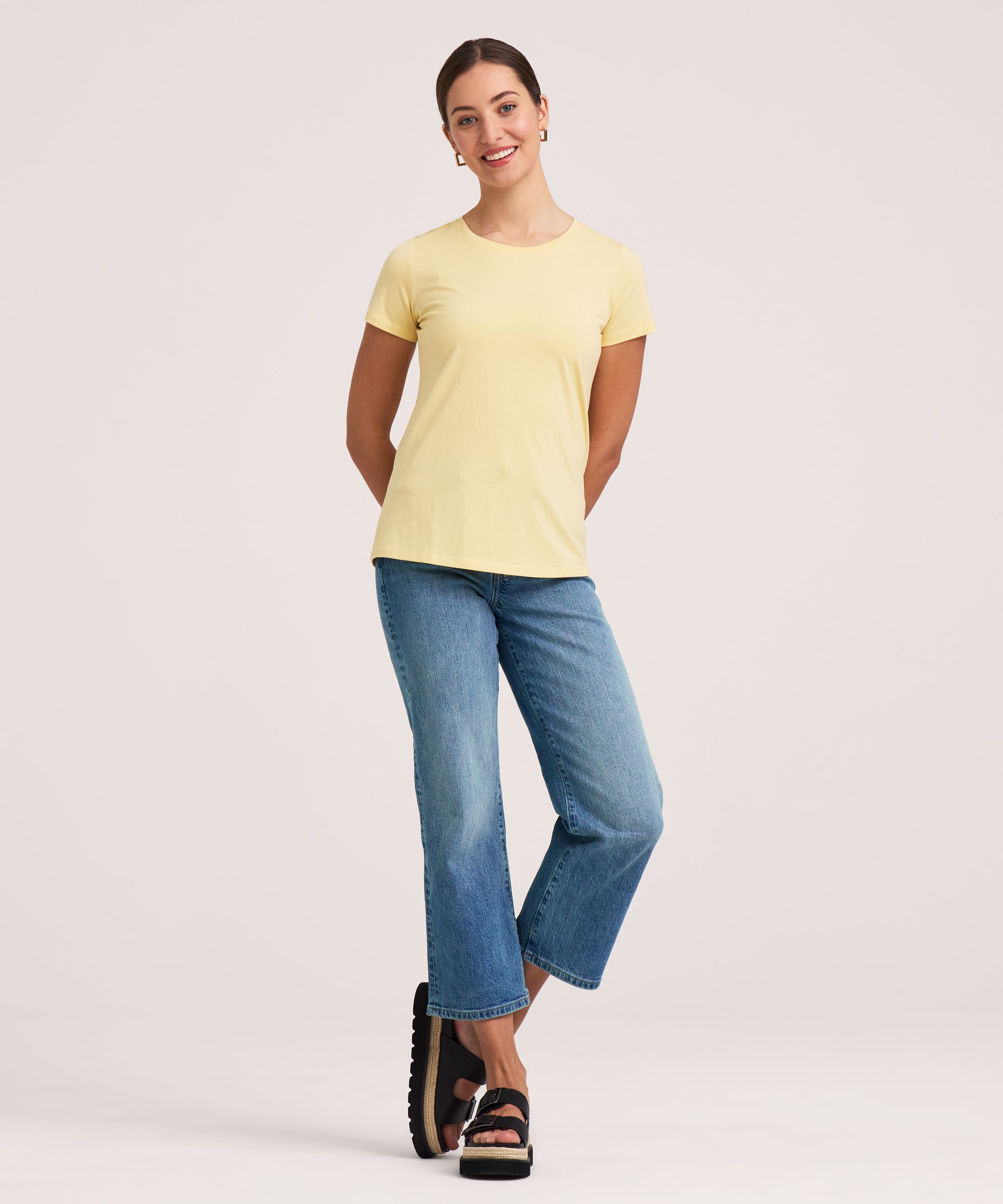 Denver Hayes Women's Short Sleeve Semi Fitted Round Neck Supima Cotton T-Shirt