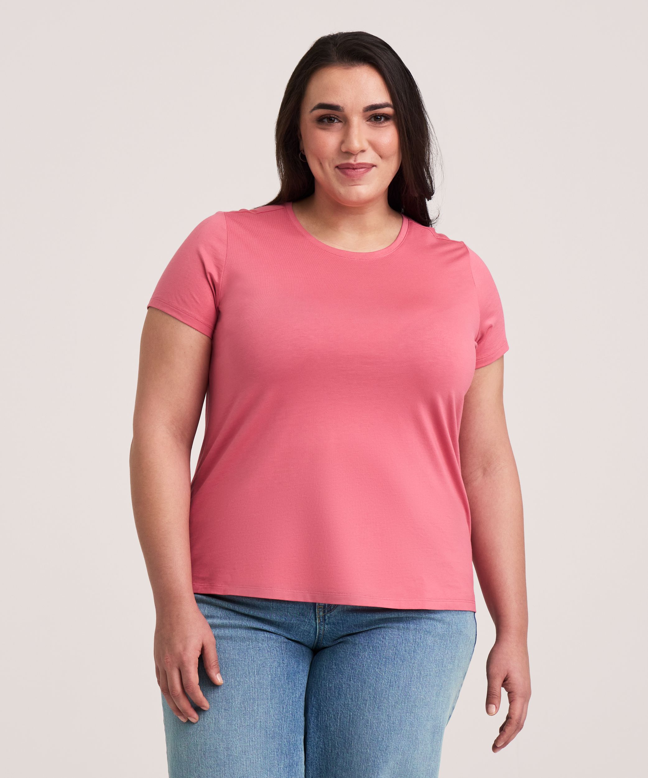 Denver Hayes Women's Short Sleeve Semi Fitted Round Neck Supima Cotton T-Shirt