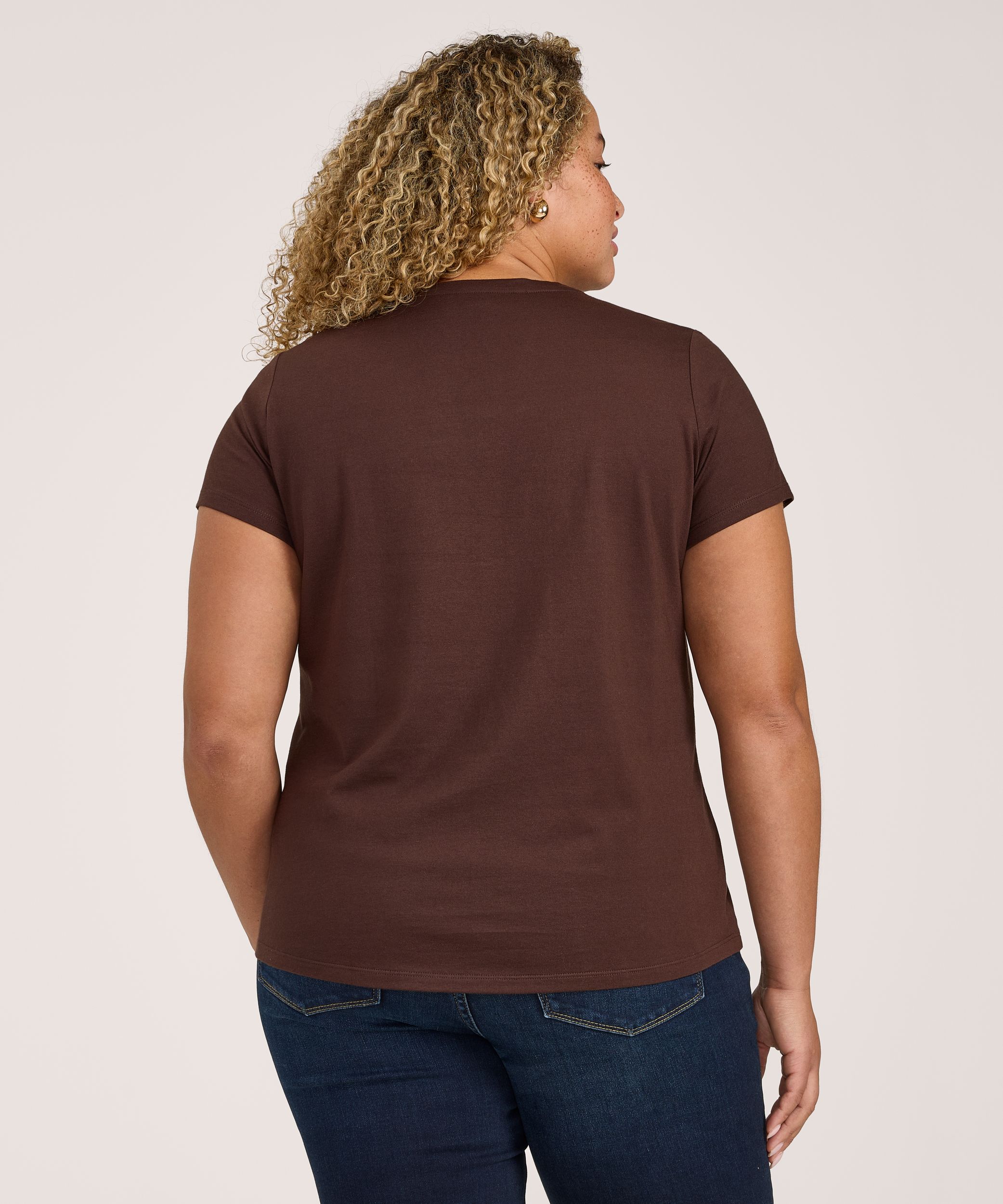 T-shirt semi-ajusté en coton Supima à col arrondi et à manches courtes pour femmes, Denver Hayes