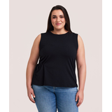 Denver Hayes Women's Relaxed Round Neck Gathered Side Tank Top Front_Flat