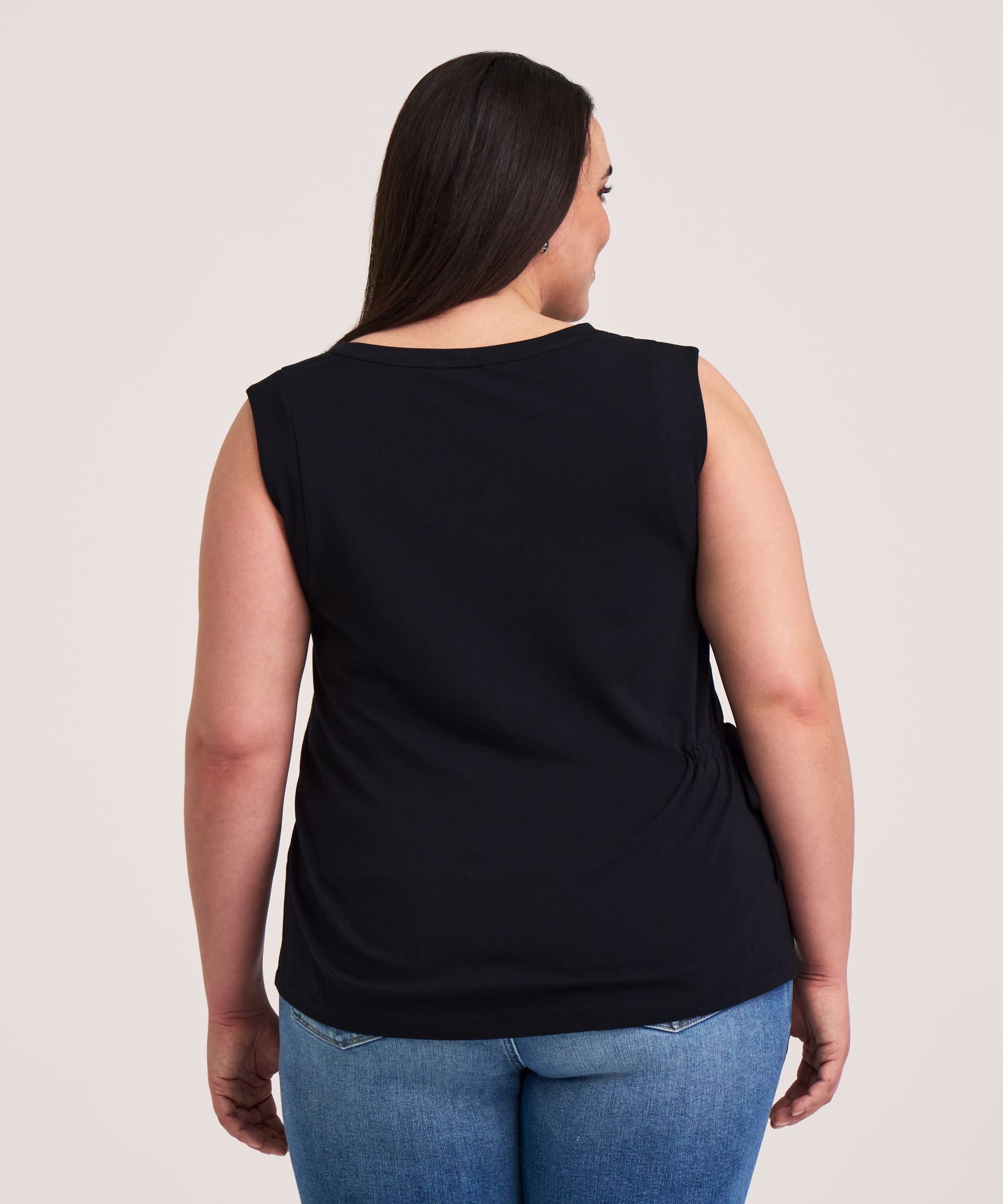 Denver Hayes Women's Relaxed Round Neck Gathered Side Tank Top
