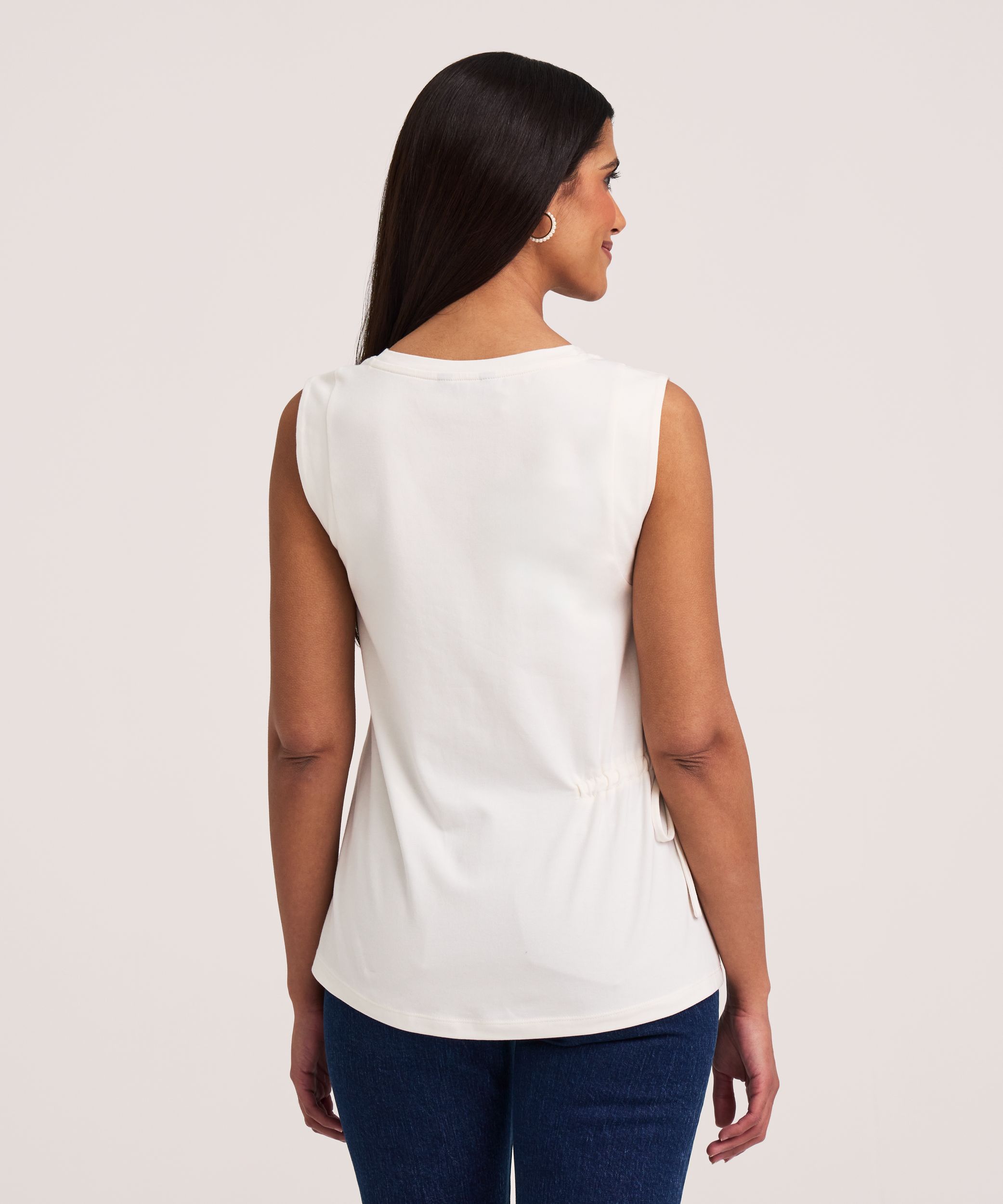 Denver Hayes Women's Relaxed Round Neck Gathered Side Tank Top