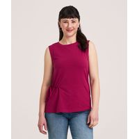 Denver Hayes Women's Relaxed Round Neck Gathered Side Tank Top