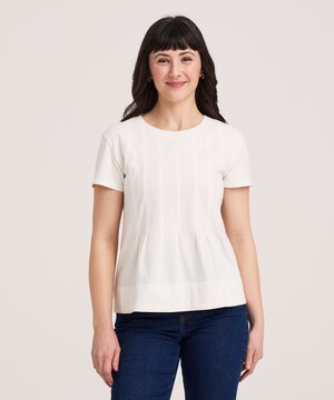 T-shirt coupe décontractée à manches courtes et à coutures pour femmes, Denver Hayes