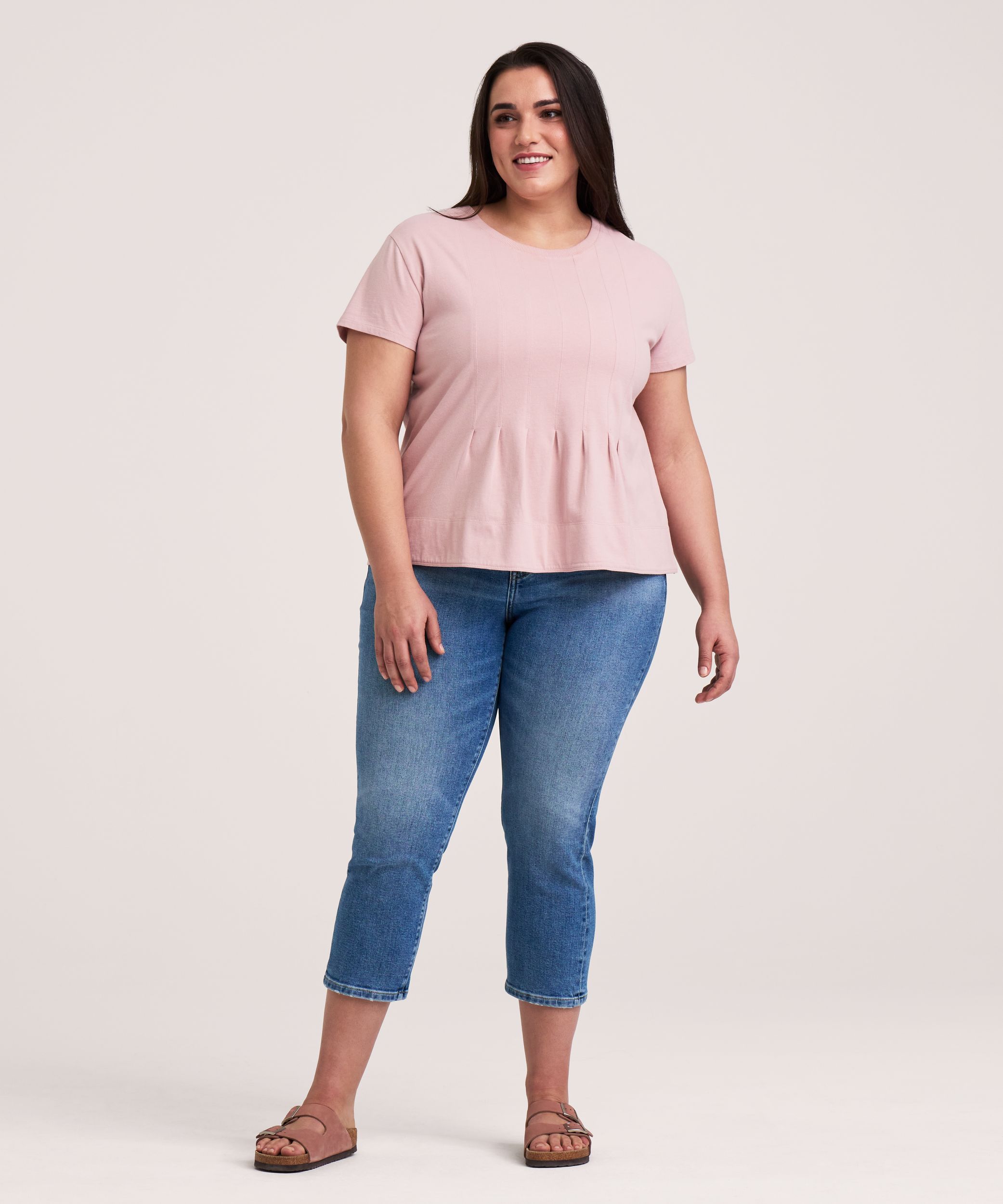 T-shirt coupe décontractée à manches courtes et à coutures pour femmes, Denver Hayes
