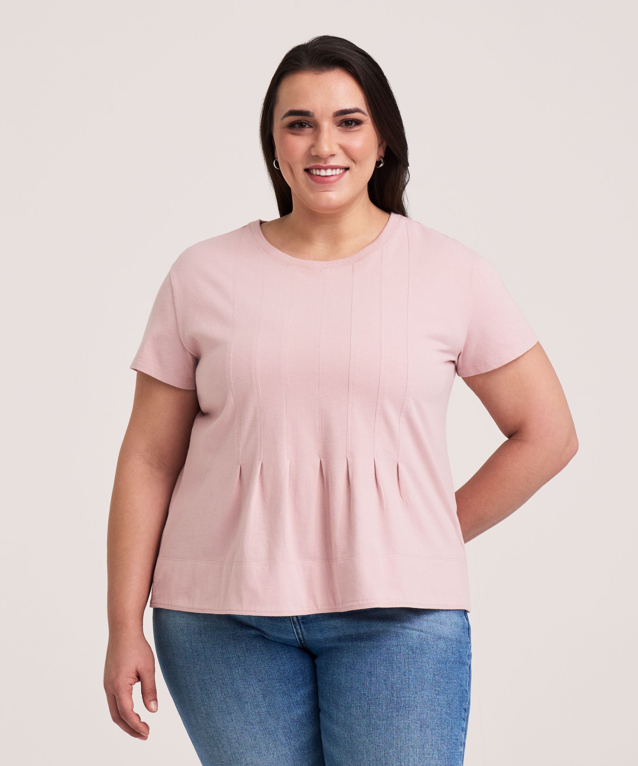 T-shirt coupe décontractée à manches courtes et à coutures pour femmes, Denver Hayes
