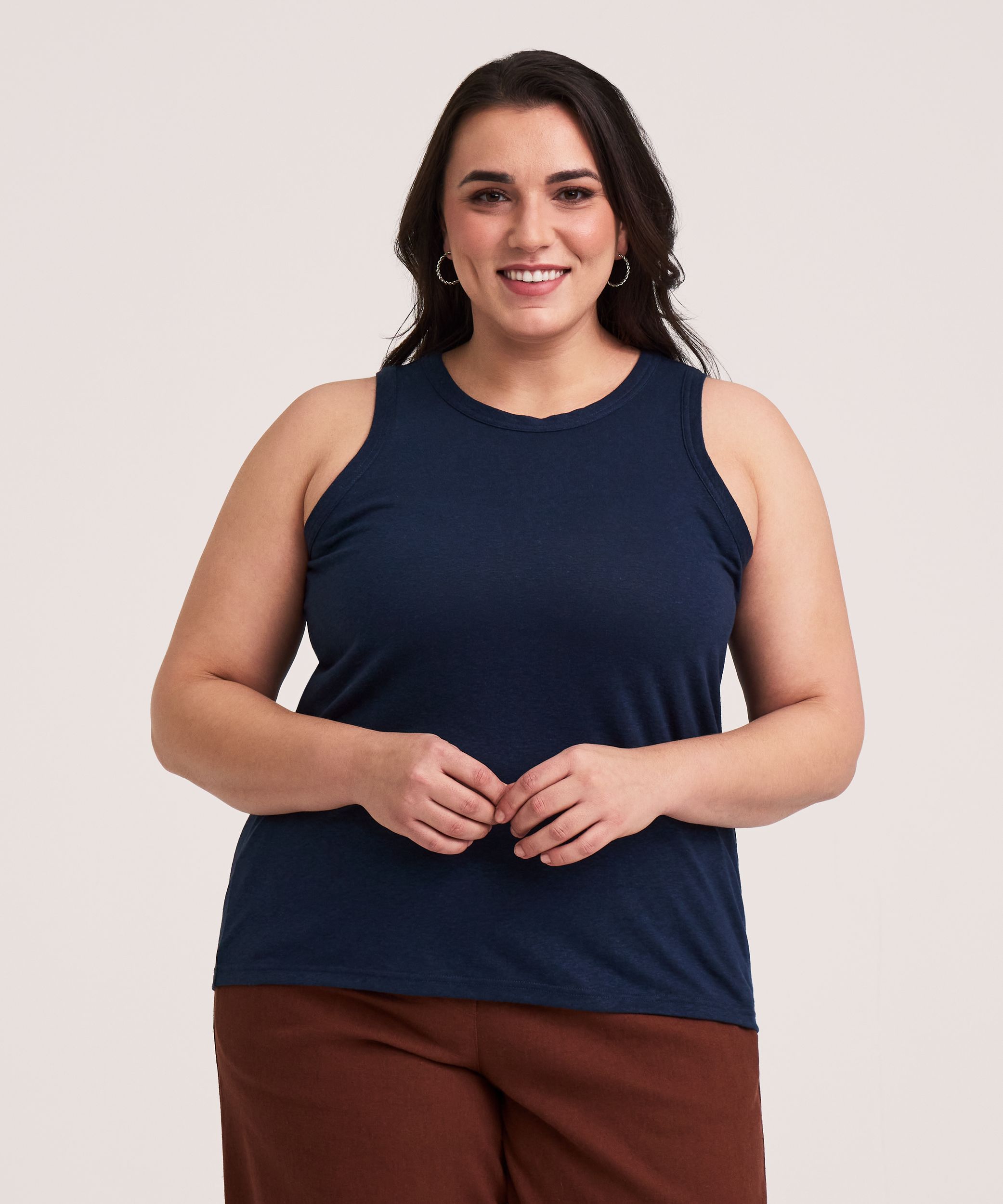 Denver Hayes Women's High Neck Linen Tank Top
