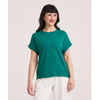 Denver Hayes Women's High Round Neck Linen T-Shirt