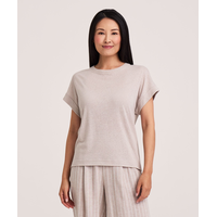 Denver Hayes Women's High Round Neck Linen T-Shirt