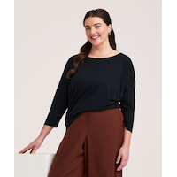 T-shirt à encolure bateau et à manches 3/4 pour femmes, Denver Hayes Front_Angled_Left