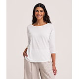 Denver Hayes Women's 3/4 Sleeve Boat Neck T-Shirt Front_Flat