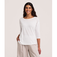 T-shirt à encolure bateau et à manches 3/4 pour femmes, Denver Hayes Front_Flat