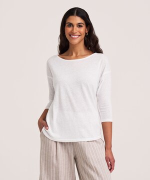 Denver Hayes Women's 3/4 Sleeve Boat Neck T-Shirt