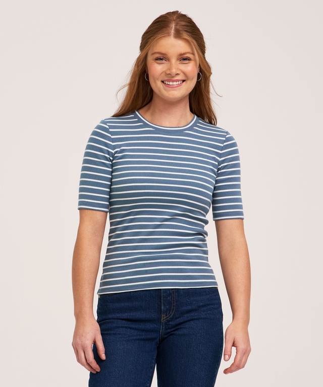 Denver Hayes Women's Semi-Fitted Elbow Sleeve Crewneck Shirt