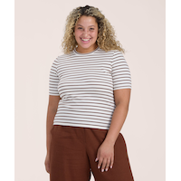 Denver Hayes Women's Semi-Fitted Elbow Sleeve Crewneck Shirt