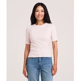 T-shirt semi-ajusté à col ras du cou et à manches au coude pour femmes, Denver Hayes