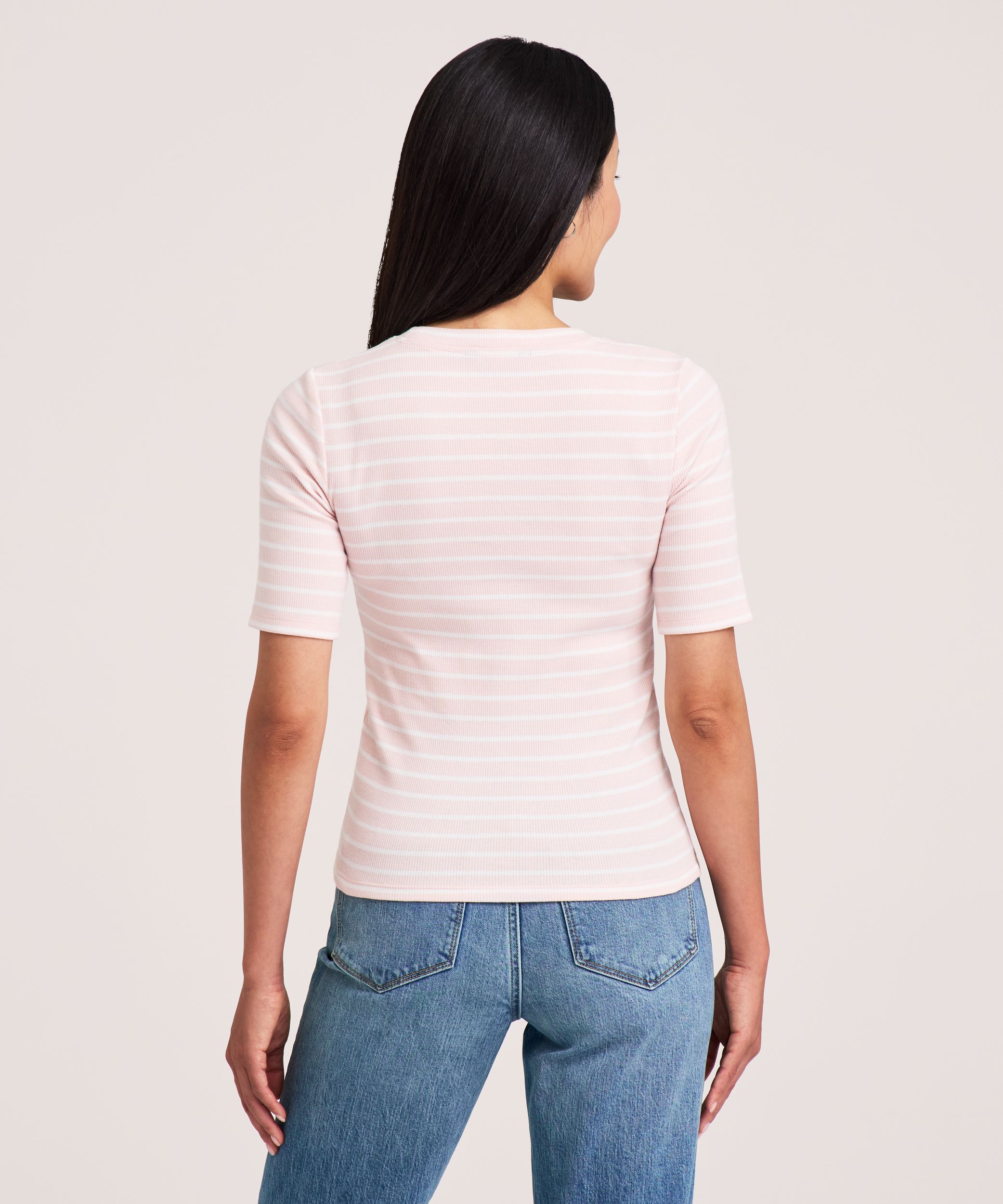 Denver Hayes Women's Semi-Fitted Elbow Sleeve Crewneck Shirt
