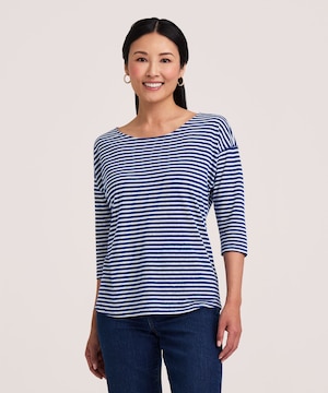 Denver Hayes Women's 3/4 Sleeve Boat Neck T-Shirt