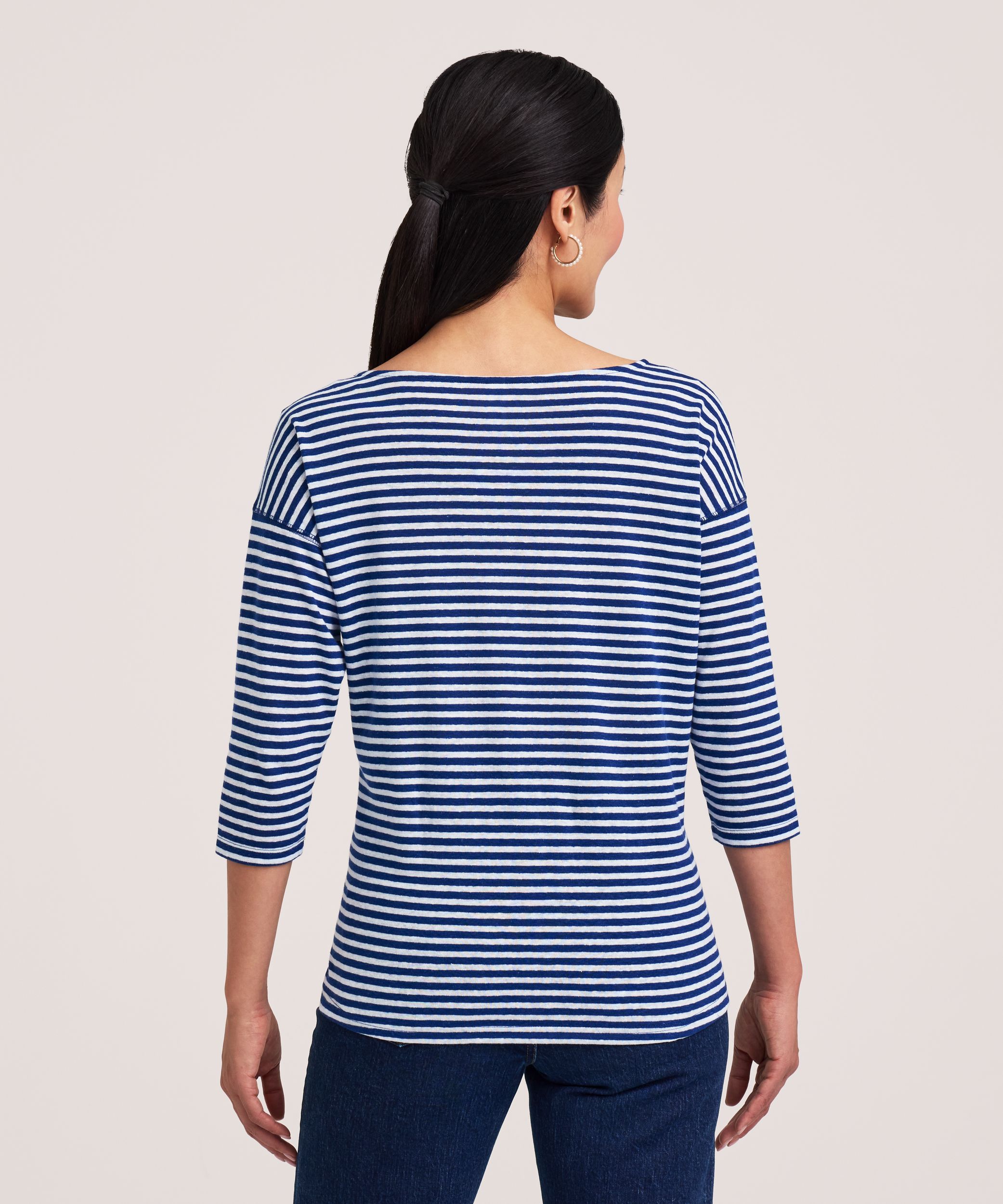 T-shirt à encolure bateau et à manches 3/4 pour femmes, Denver Hayes