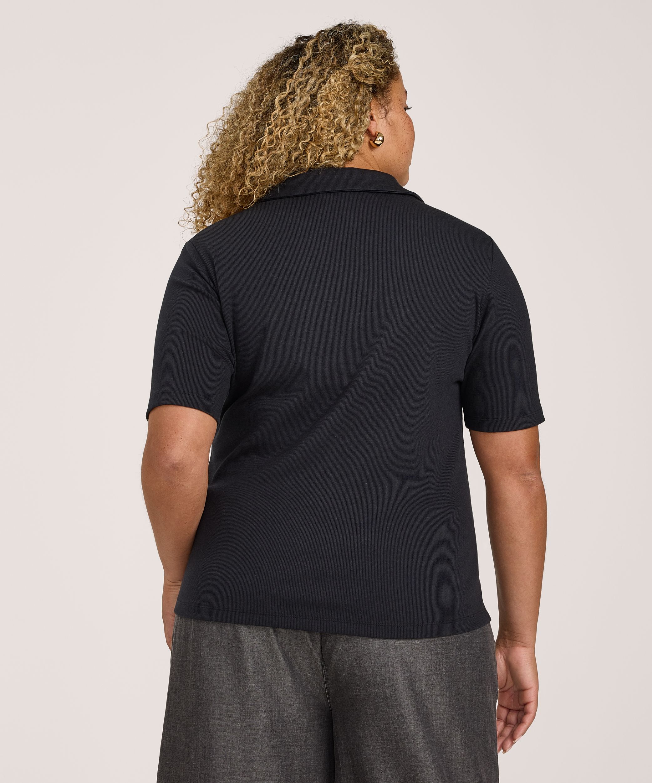 Denver Hayes Women's Semi-Fitted Elbow Sleeve Johnny Collar Shirt