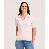Chemise semi-ajustée à col Johnny et à manches au coude pour femmes, Denver Hayes